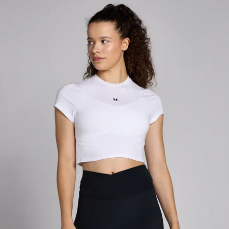T-shirt court moulant à manches courtes MP Basics pour femmes – Blanc