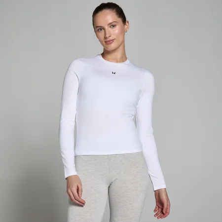 T-shirt moulant à manches longues MP Basics pour femmes – Blanc