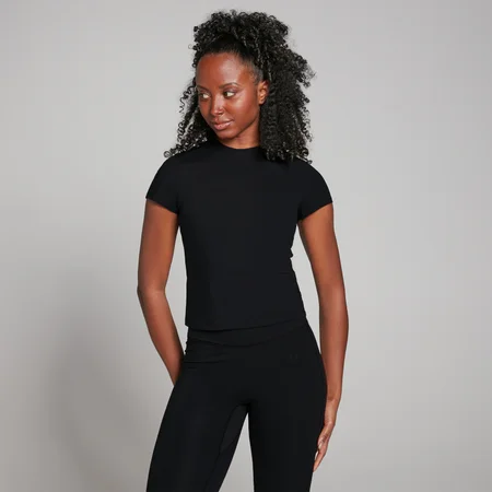 T-shirt moulant à manches courtes MP Tempo pour femmes – Noir