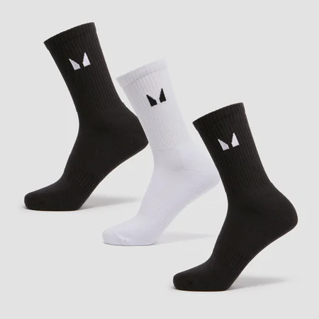 Chaussettes de tennis MP Essentials pour femmes (lot de 3) – Noir/Blanc