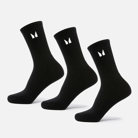 Chaussettes de tennis unisexes MP (lot de 3 paires) – Noir