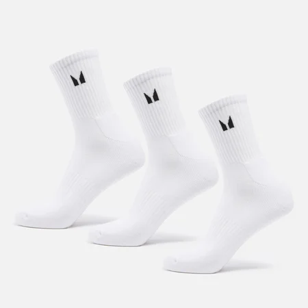 Chaussettes de tennis unisexes MP (lot de 3 paires) – Blanc