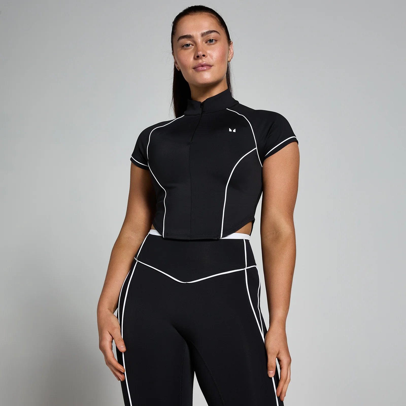 Haut à fermeture éclair ¼ MP Tempo Contrast Piping pour hommes – Noir - M Image 1