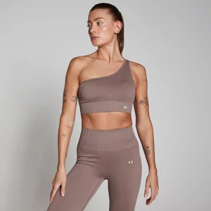 Brassière asymétrique côtelée sans coutures MP Tempo pour femmes – Noisette - Size XXL