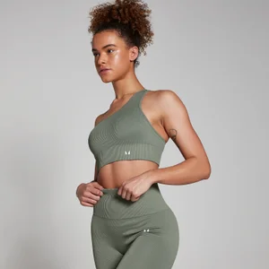 Brassière asymétrique côtelée sans coutures MP Tempo pour femmes – Vert mousse - Size XXL