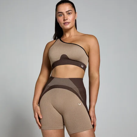 Brassière côtelée sans coutures MP Contrast pour femmes – Cachemire/Espresso
