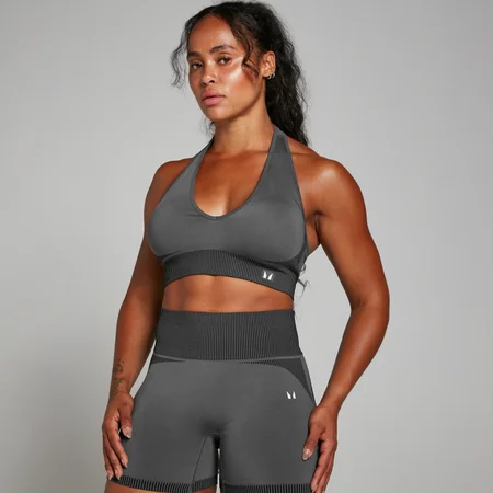 Brassière de sport sans coutures MP Two Toned pour femmes – Noir