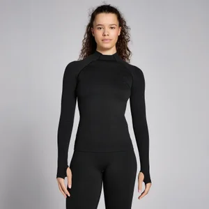 Haut à manches longues gaufré sans coutures MP Lifestyle pour femmes – Noir - Size XXL