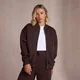 Veste bombardier passepoilée MP pour femmes – Café