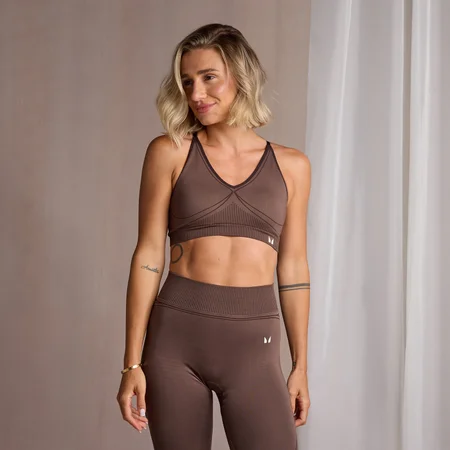 Brassière sans coutures à col en V MP pour femmes – Café