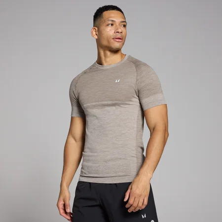 T-shirt sans coutures à manches courtes MP pour hommes – Brun clair chiné