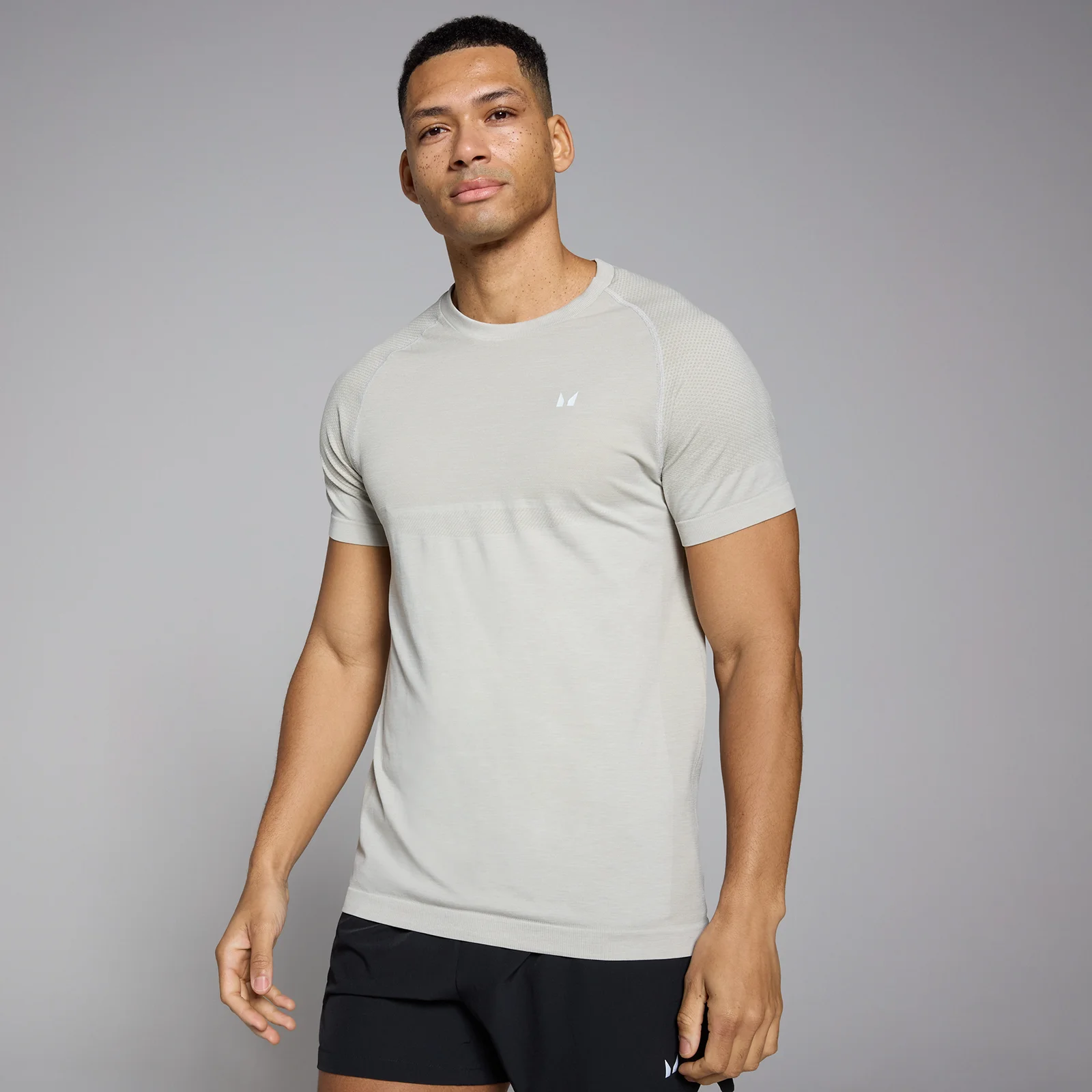 T-shirt sans coutures à manches courtes MP pour hommes – Gris ciel chiné - S Image 1