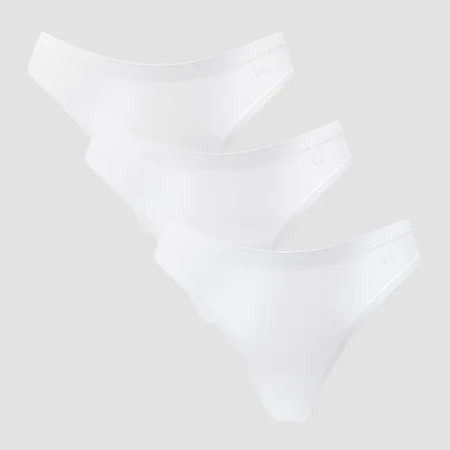 String discret taille mi-haute MP pour femmes (lot de 3) – Blanc