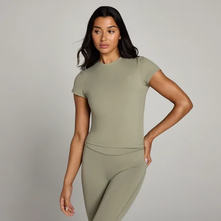 T-shirt moulant à manches courtes MP Tempo pour femmes – Vert kaki clair