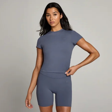 T-shirt moulant à manches courtes MP Tempo pour femmes – Bleu anthracite