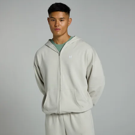 Sweat à capuche zippé MP Tempo pour hommes – Cendre
