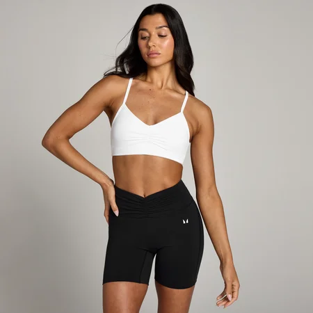 Brassière de sport à fronces sur le devant MP Tempo pour femmes – Blanc