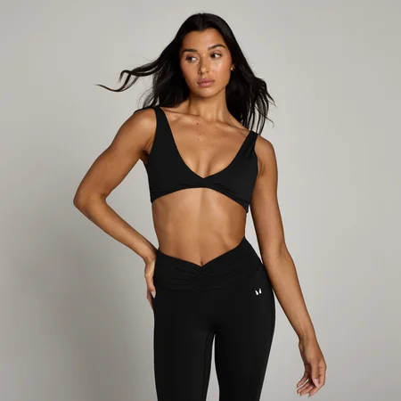 Brassière de sport torsadée sur le devant MP Tempo pour femmes – Noir
