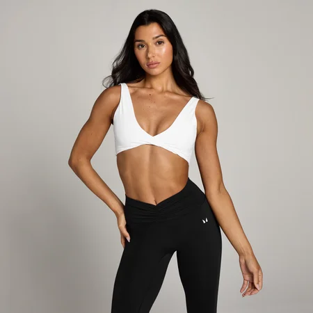 Brassière de sport torsadée sur le devant MP Tempo pour femmes – Blanc