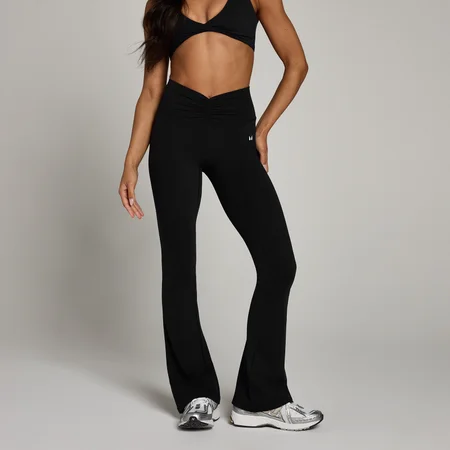 Legging évasé à fronces sur le devant MP Tempo pour femmes – Noir