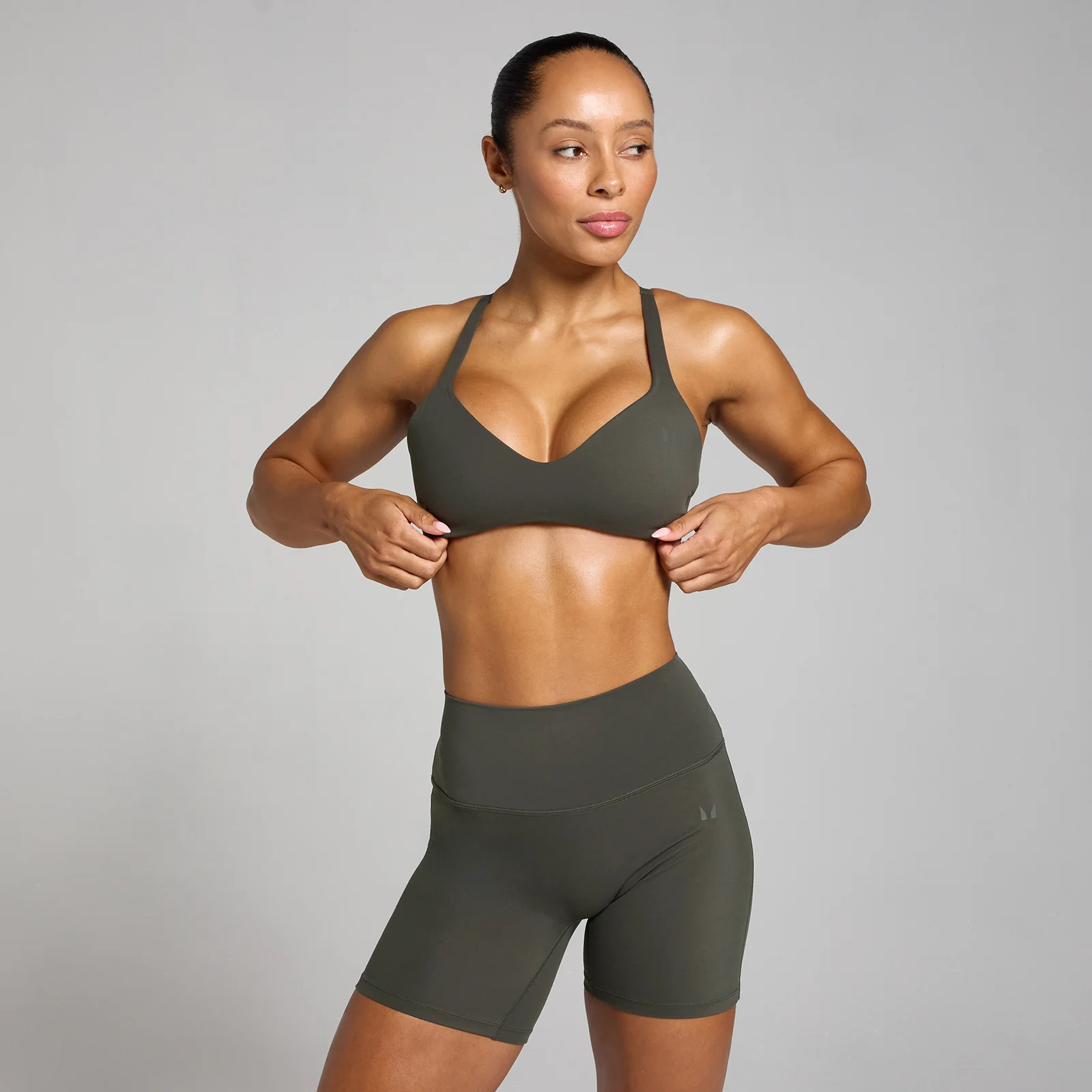 Brassière de sport torsadée à l’arrière MP Tempo pour femmes – Gris nuit - S Image 1