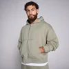 Sweat à capuche brodé avec fermeture éclair à double sens MP pour hommes - Sauge foncée