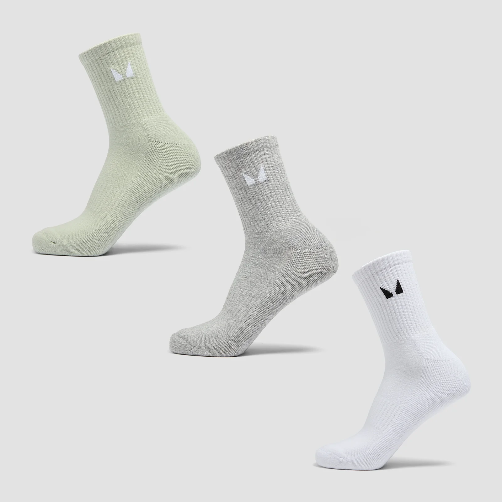 Chaussettes de tennis unisexes MP (lot de 3 paires) – Gris/Matcha/Blanc - UK 9-11 Image 1