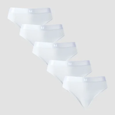 Culotte de style bikini taille mi-haute MP pour femmes (lot de 5) – Blanc - XS Image 6