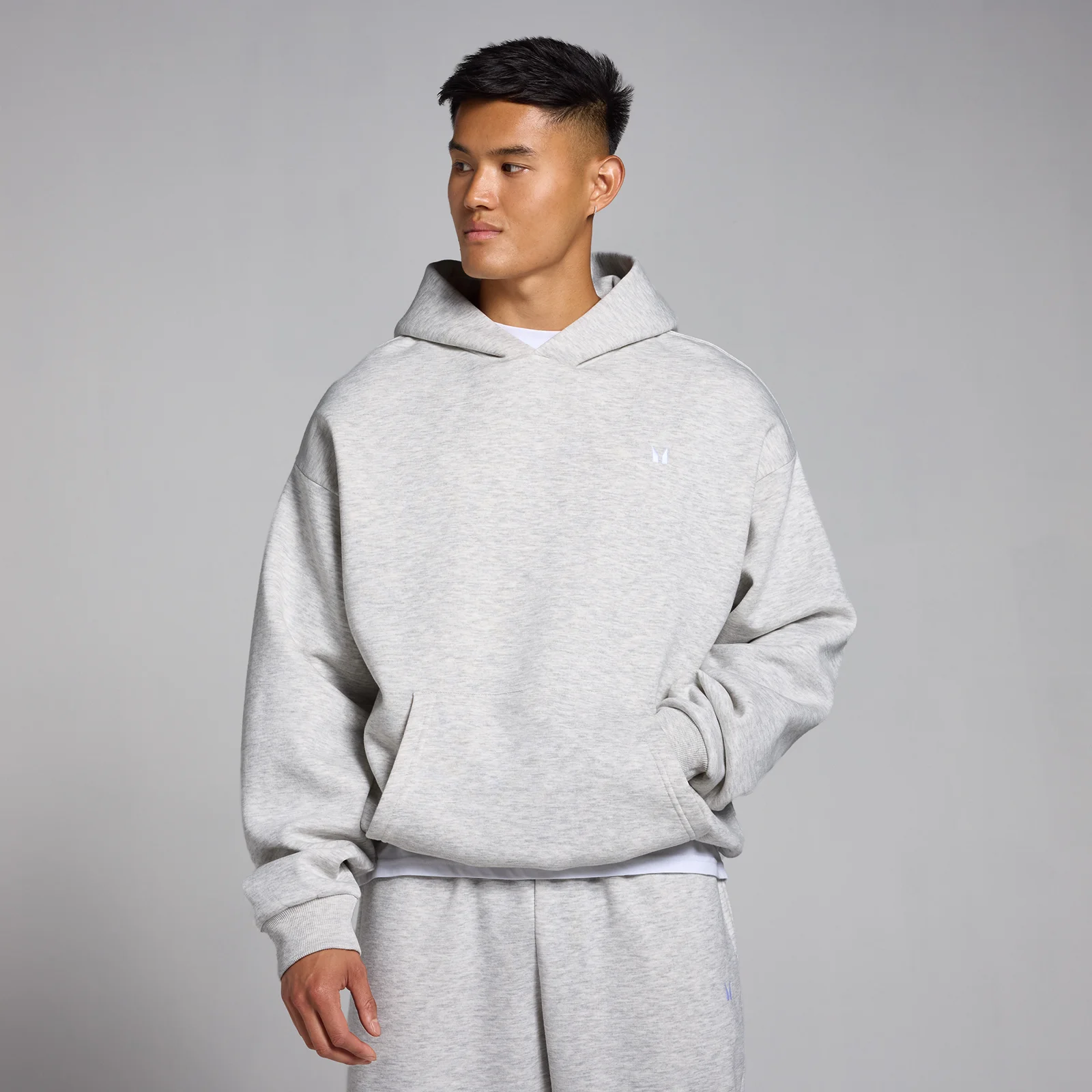 Sweat à capuche oversize MP Rest Day pour hommes – Gris clair chiné - M Image 1