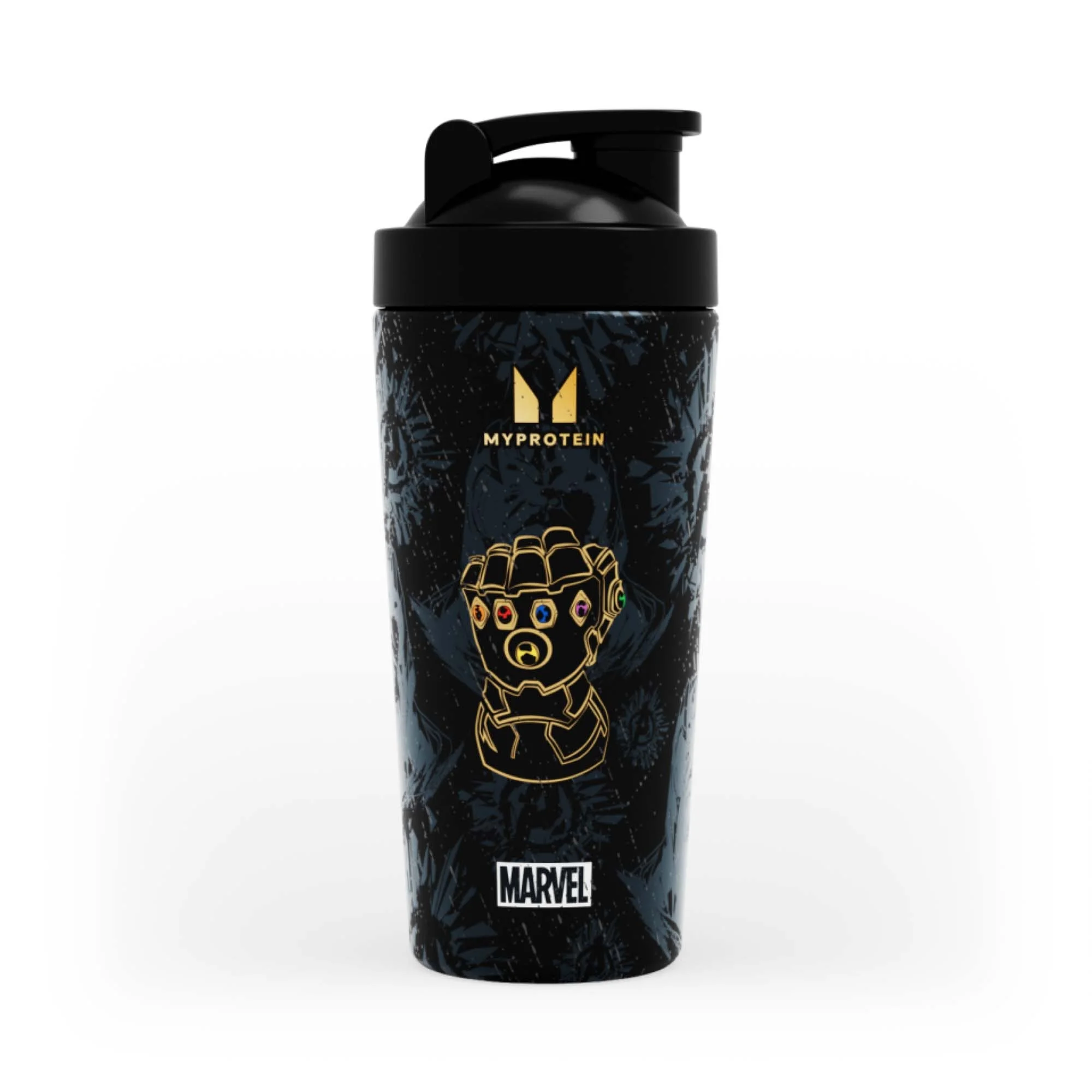 Shaker Thanos en acier inoxydable recyclé Myprotein – Noir Image 1