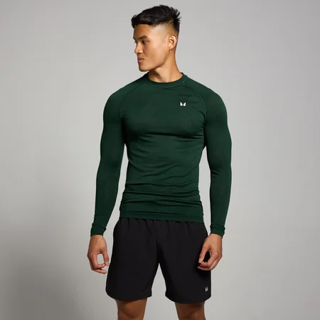 Haut à manches longues sans coutures MP Tempo Pillar Graphic pour hommes – Émeraude foncé