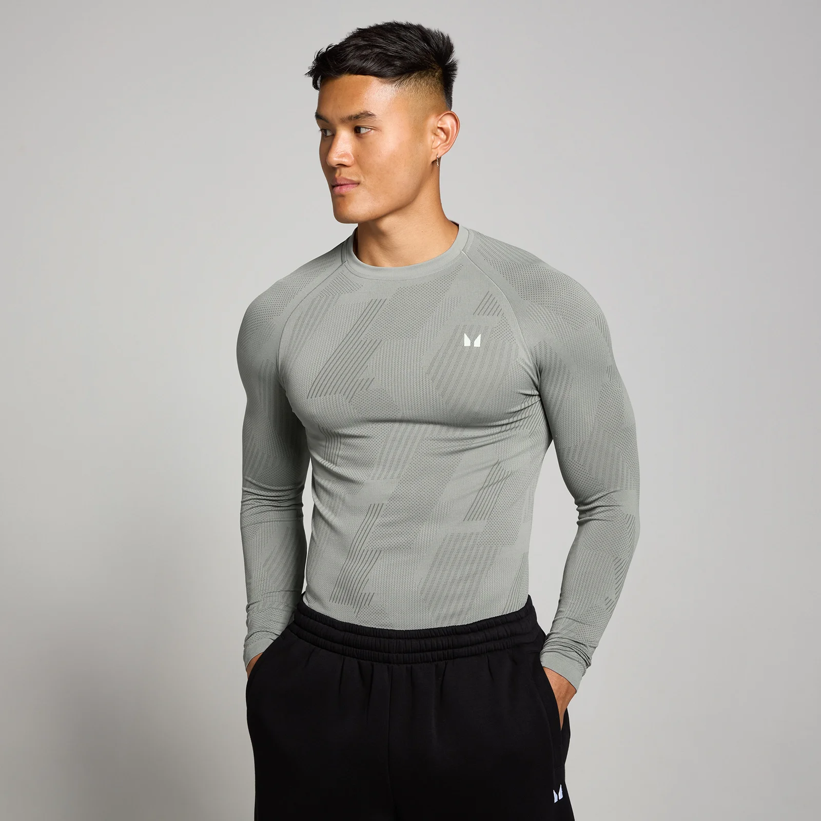 Haut à manches longues sans coutures MP Tempo Pillar Graphic pour hommes – Orage - XS Image 1