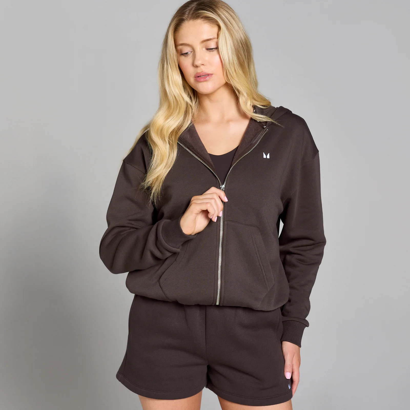 Sweat à capuche zippé MP Basics pour femmes – Chocolat - XS Image 1