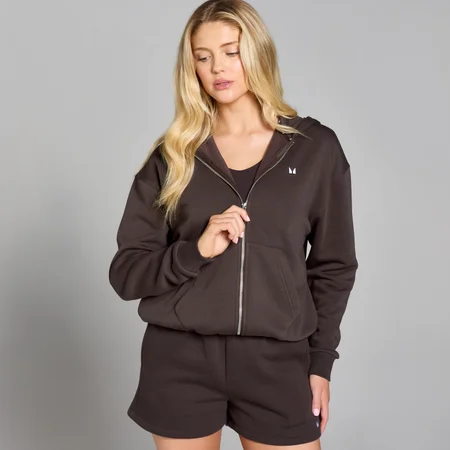 Sweat à capuche zippé MP Basics pour femmes – Chocolat