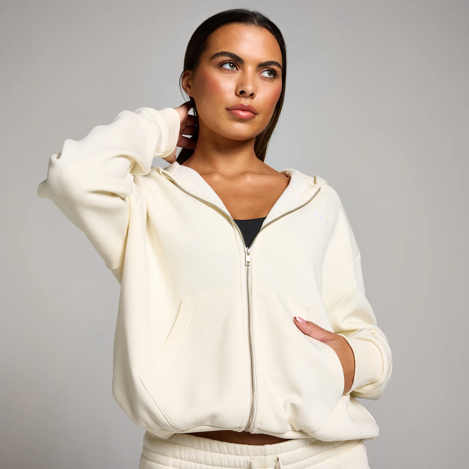 Sweat à capuche à fermeture éclair intégrale MP Basics pour femmes – Crème clair - XS Image 1