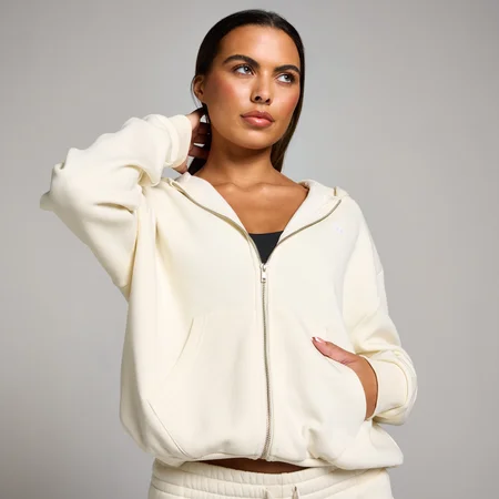 Sweat à capuche à fermeture éclair intégrale MP Basics pour femmes – Crème clair