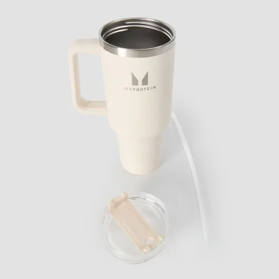Gourde inox MP à poignée latérale avec paille 1200 ml - Crème naturel Image 6