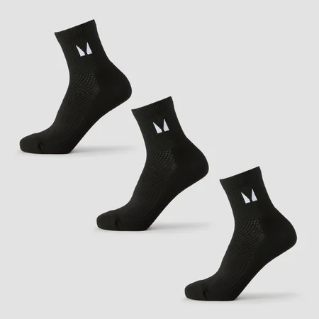 Socquettes de course MP (lot de 3 paires) – Noir
