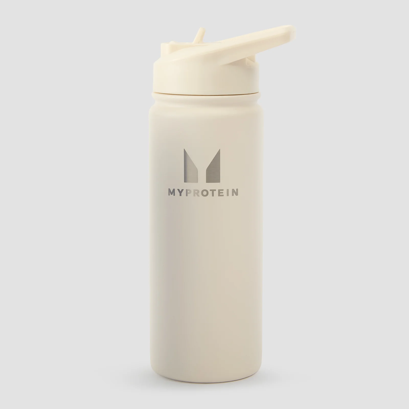 Gourde en acier inoxydable recyclé avec paille rabattable Myprotein 500 ml – Crème naturel Image 1
