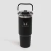 Bouteille métallique recyclée avec poignée supérieure et paille Myprotein 900 ml - Noir