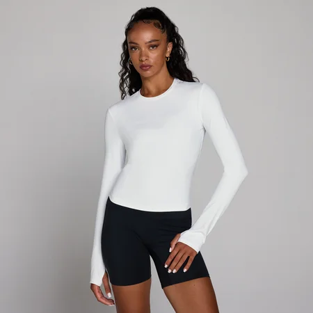 MP Women's Tempo Long Sleeve Top With Thumbholes - White - White