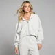 Sweat à capuche zippé léger à envers bouclé MP femme - Gris chiné