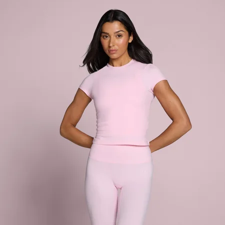 T-shirt ajusté manches courtes MP Tempo femme - Rose poudré