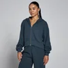 Sweat à capuche zippé léger en bouclette MP femme - Bleu délavé