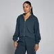 Sweat à capuche zippé léger en bouclette MP femme - Bleu délavé