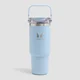 Bouteille en métal recyclé Myprotein avec poignée supérieure et paille 900 ml - Bleu bébé