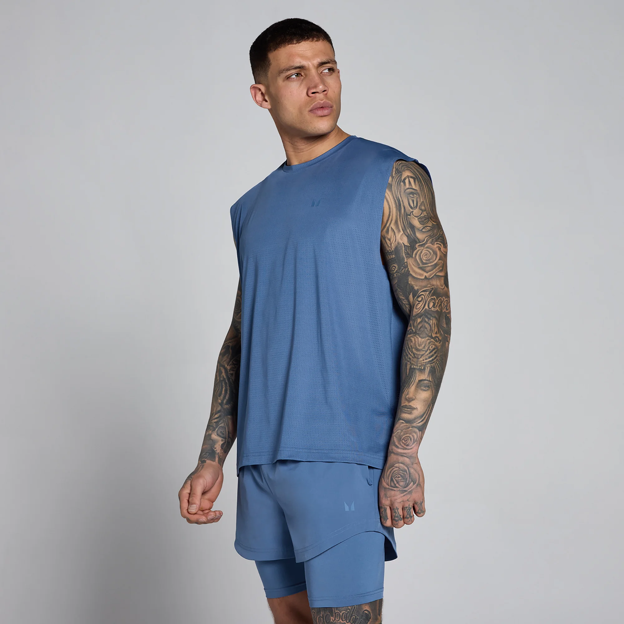 Débardeur oversize en mesh MP Hybrid homme - Bleu ardoise - XS Image 1