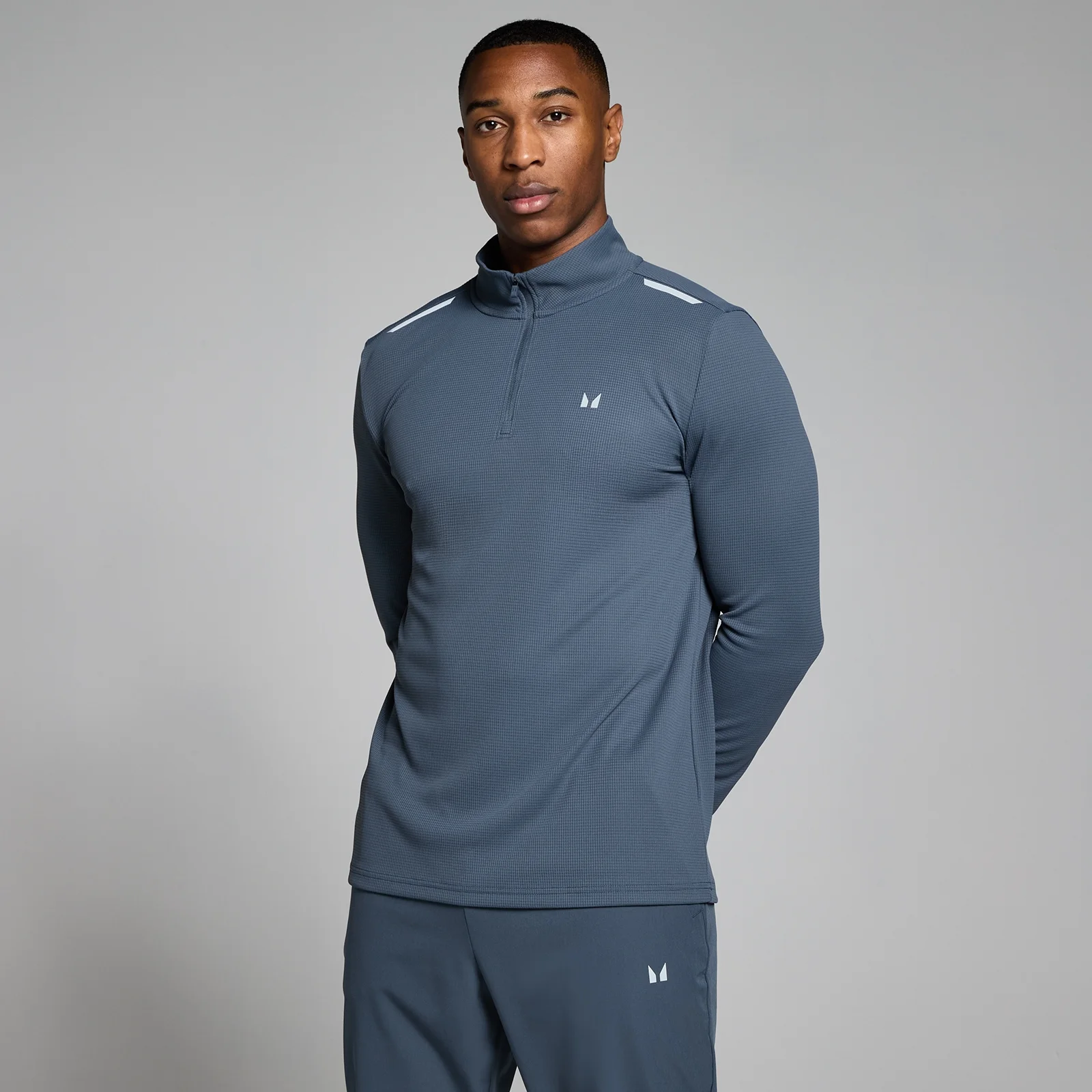 T-shirt zippé 1/4 gridded Active MP homme - Gris ardoise - S Image 1
