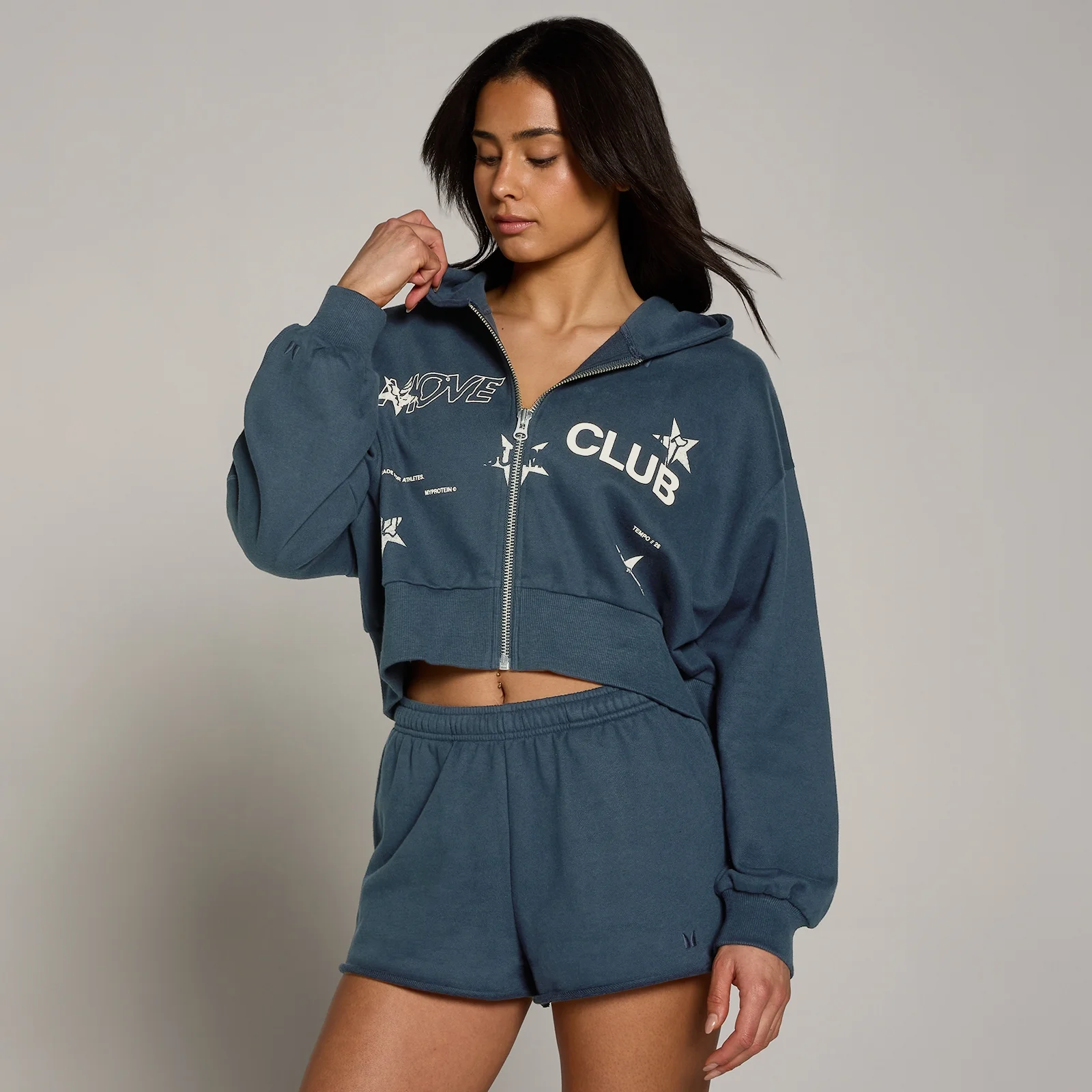 Sweat à capuche zippé Move Club Graphic Lightweight Loopback MP femme - Bleu délavé - XS Image 1