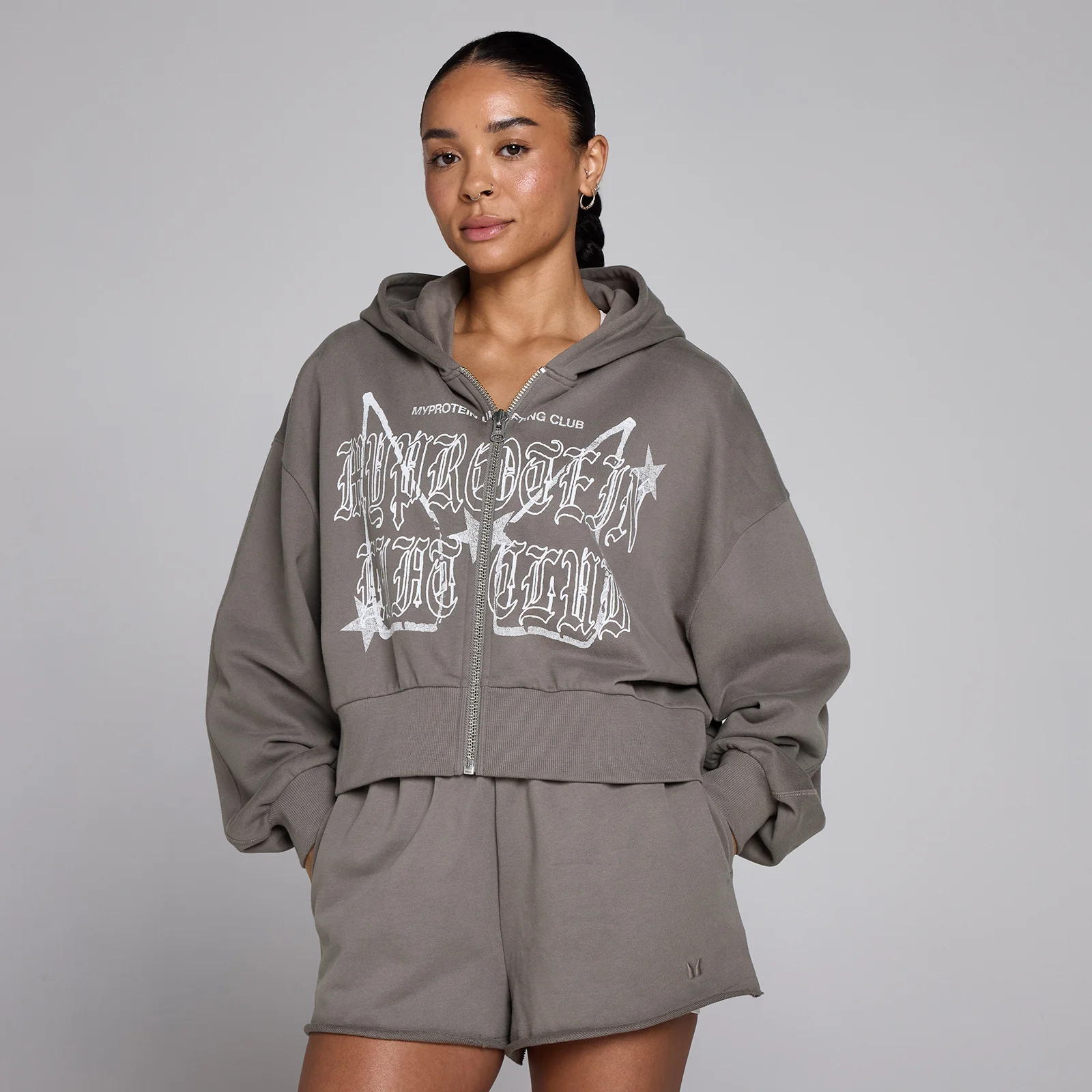 Sweat à capuche zippé lifestyle graphique Lift MP femme - Truffe foncé - XS Image 1